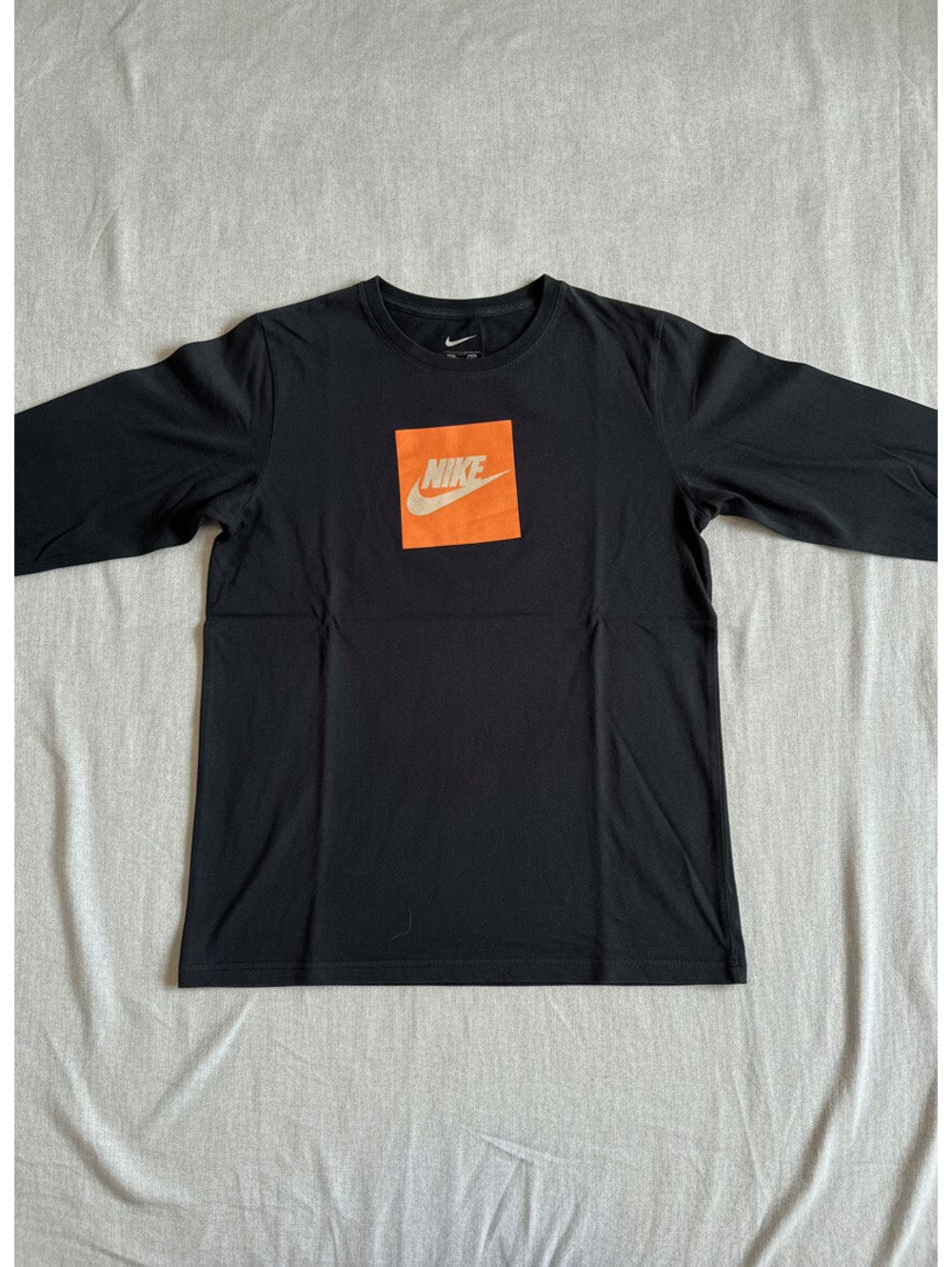 Nike Black Long Sleeve T-Shirt with Orange Logo